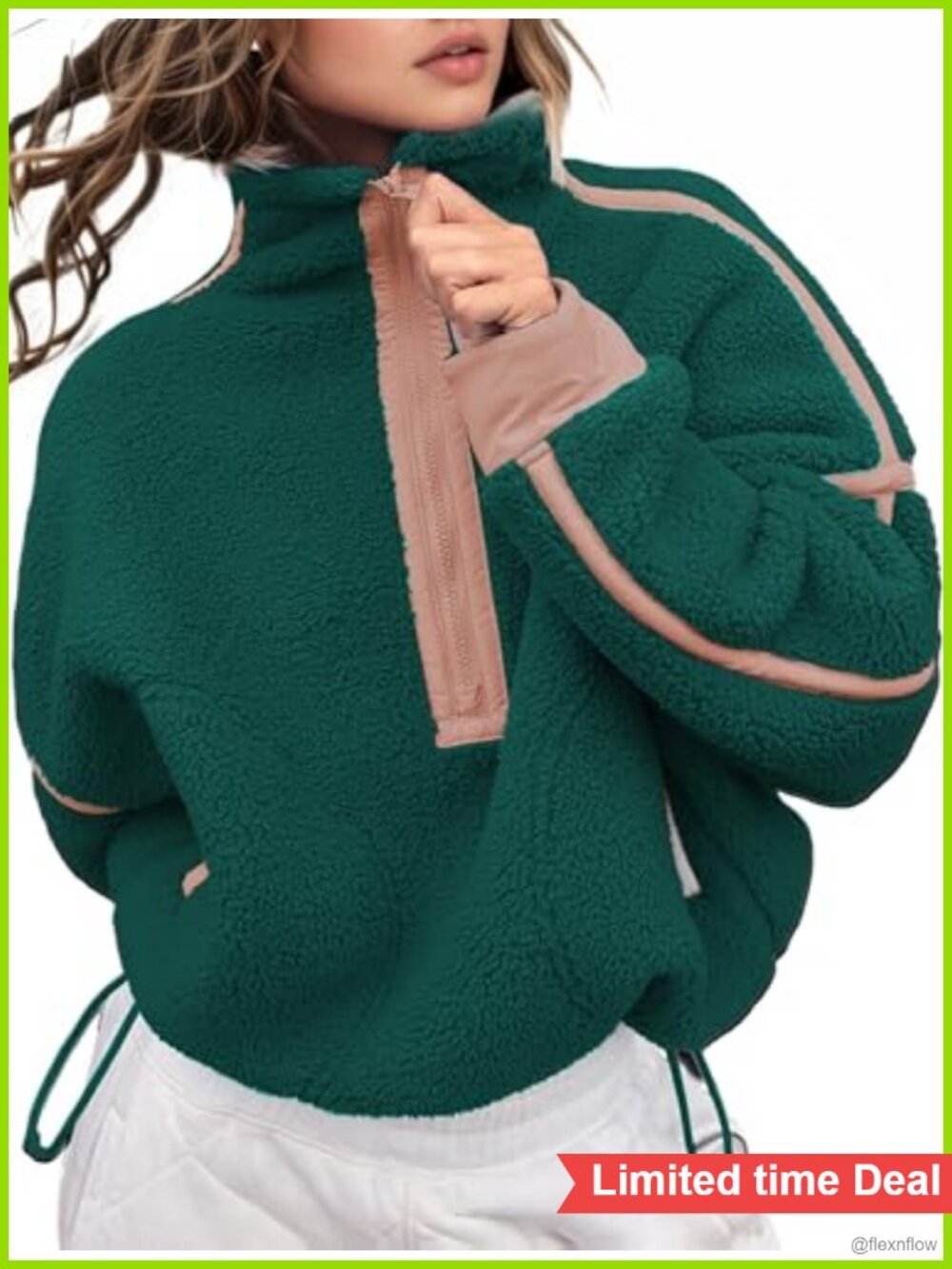 Oversized Fleece Sweatshirt Half Zip Sherpa Pullover Top with Pockets